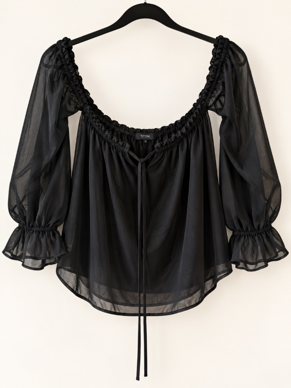 Cotton On Black Sheer Puff Sleeve Blouse
